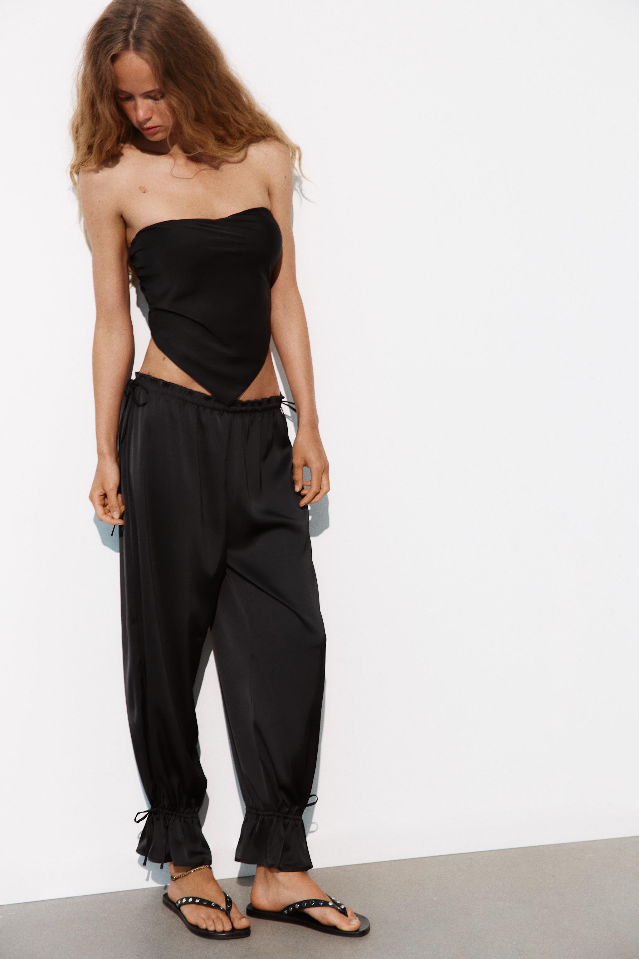 POLKA DOT SATIN BANDEAU TOP WITH TIE